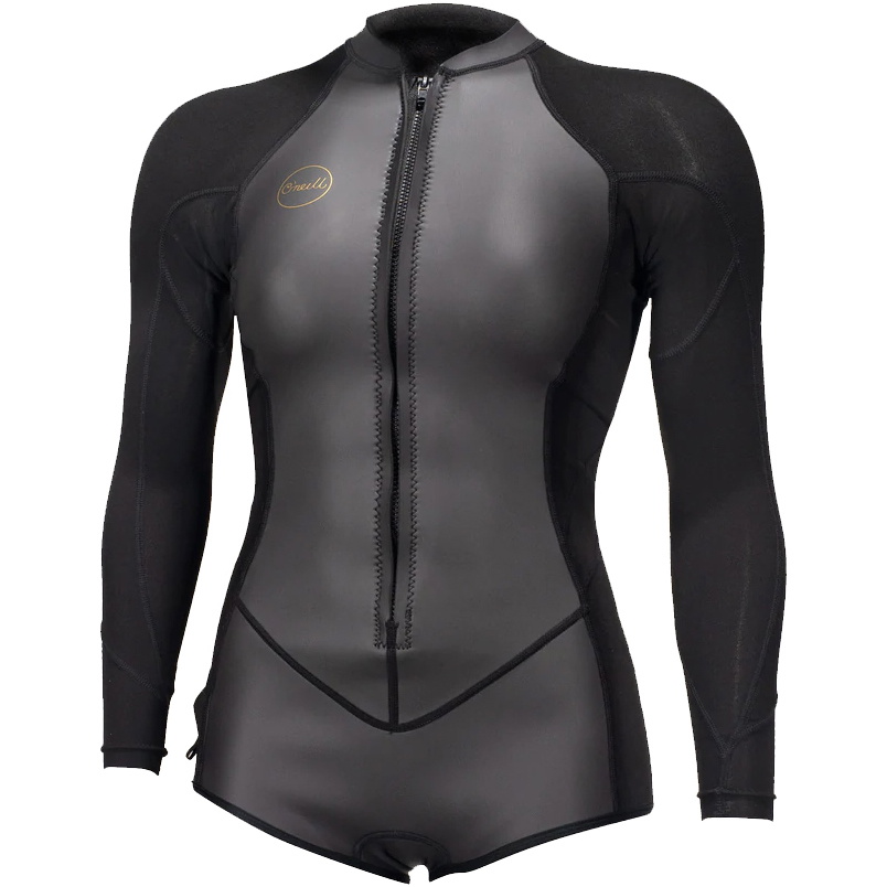O'neill Kvinders Bahia 2/1mm Langærmet Front Zip Shorty Våddragt 5363 - Glide Sort